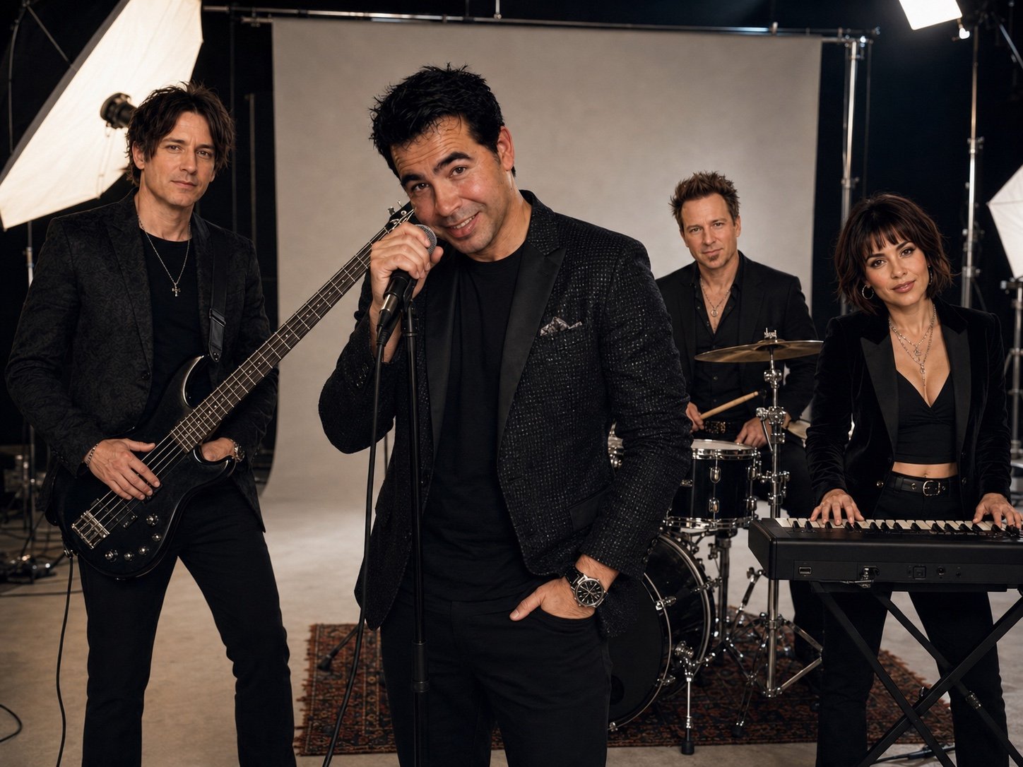 MeJoeM with band in studio